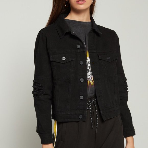 nana judy Jackets & Blazers - Black distressed Denim Jacket Small
